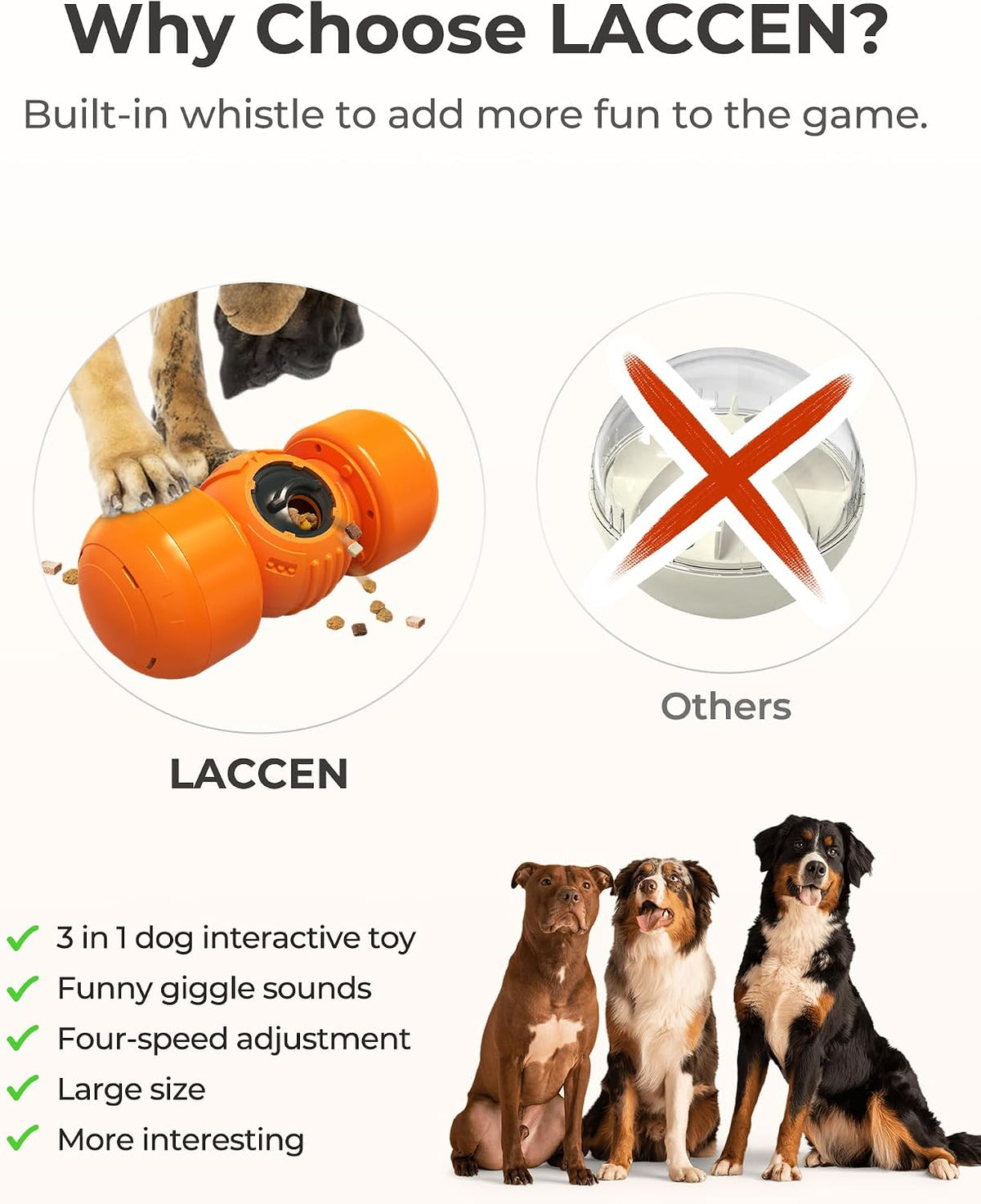 Interactive Dog Toys, Giggling Dog Treat Toy for Boredom Large Dogs