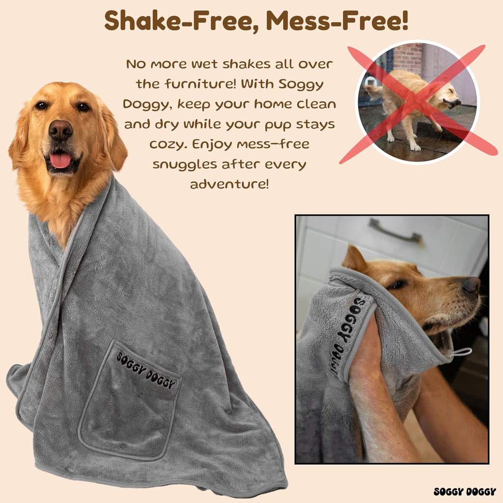 ® UK: Large Luxury Super Absorbent Dog Towels for Drying Dogs, Fast Drying in Minutes, Thicker than Most, Pet Blanket, Bath, Grooming, Travel, Super Soft Microfibre Towel, 140X70Cm, 1 Pack