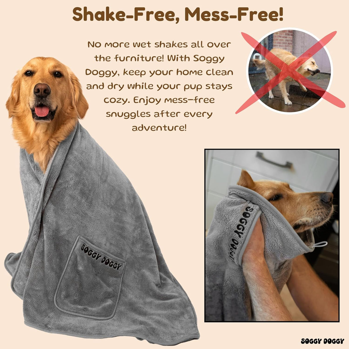 ® UK: Large Luxury Super Absorbent Dog Towels for Drying Dogs, Fast Drying in Minutes, Thicker than Most, Pet Blanket, Bath, Grooming, Travel, Super Soft Microfibre Towel, 140X70Cm, 1 Pack