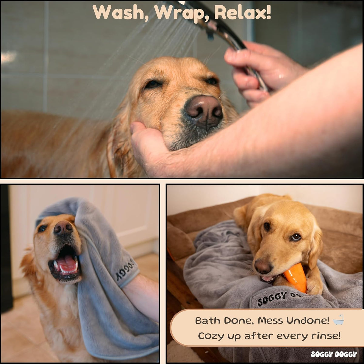 ® UK: Large Luxury Super Absorbent Dog Towels for Drying Dogs, Fast Drying in Minutes, Thicker than Most, Pet Blanket, Bath, Grooming, Travel, Super Soft Microfibre Towel, 140X70Cm, 1 Pack