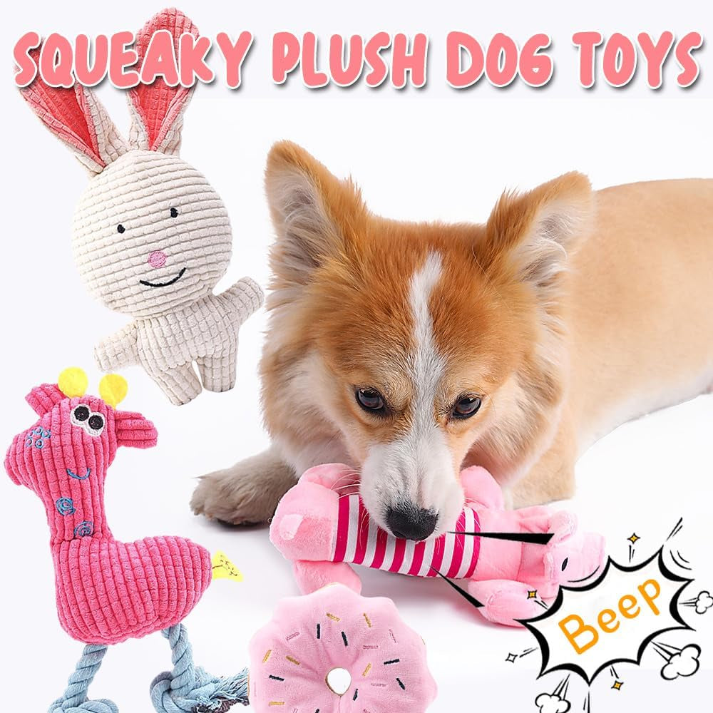 6Pcs Dog Toys for Small Dogs, Puppy Teething Chew Toys, Dog Toys for Boredom, Squeaky Plush Dog Toys Set for Small Medium Dogs