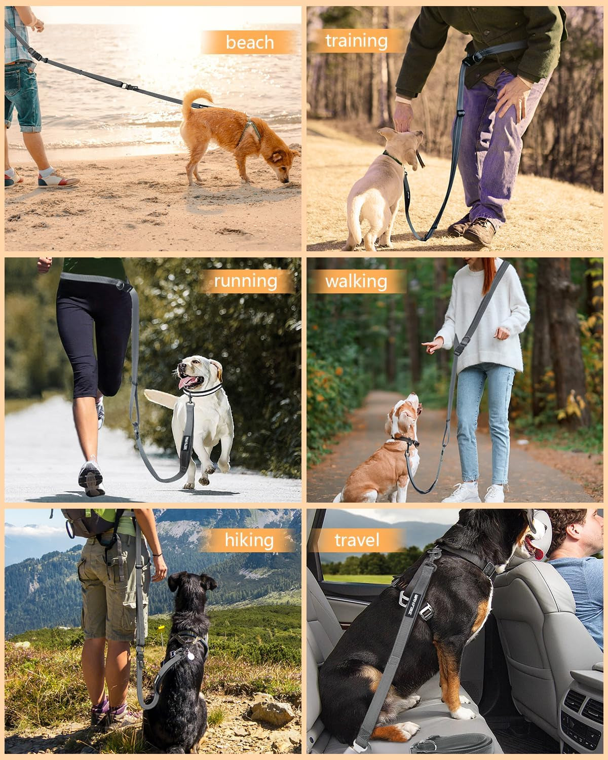 Hands Free Dog Lead, Multifunctional Crossbody Dog Lead