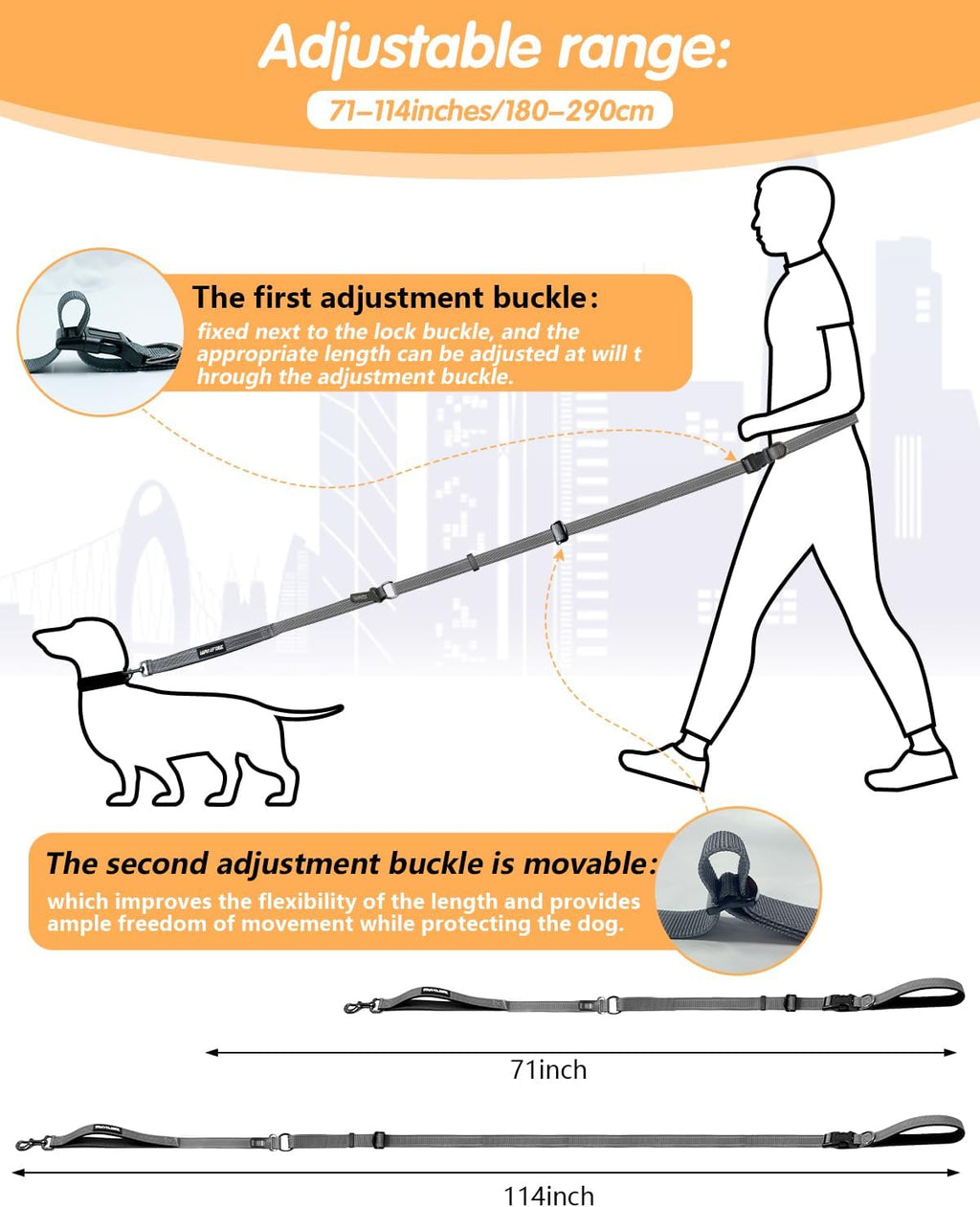 Hands Free Dog Lead, Multifunctional Crossbody Dog Lead
