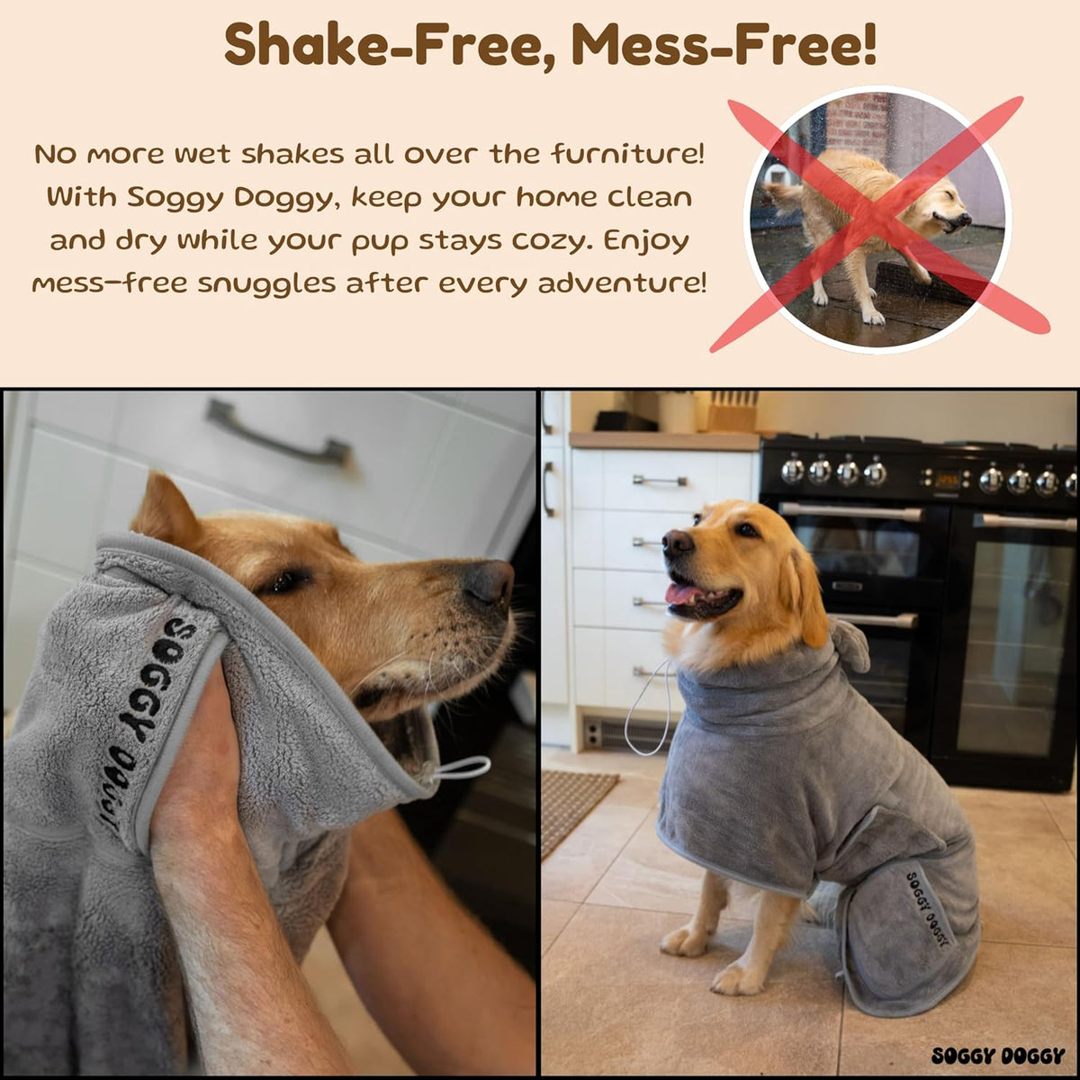 ® UK: Luxury Dog Drying Coat, Super Absorbent Microfibre Dog Drying Robe with Hood, Fast Dry in Minutes, Thick & Soft Robe - Bath, Groom & Travel, Covers Ears, All-Season Dressing Gown (XL)