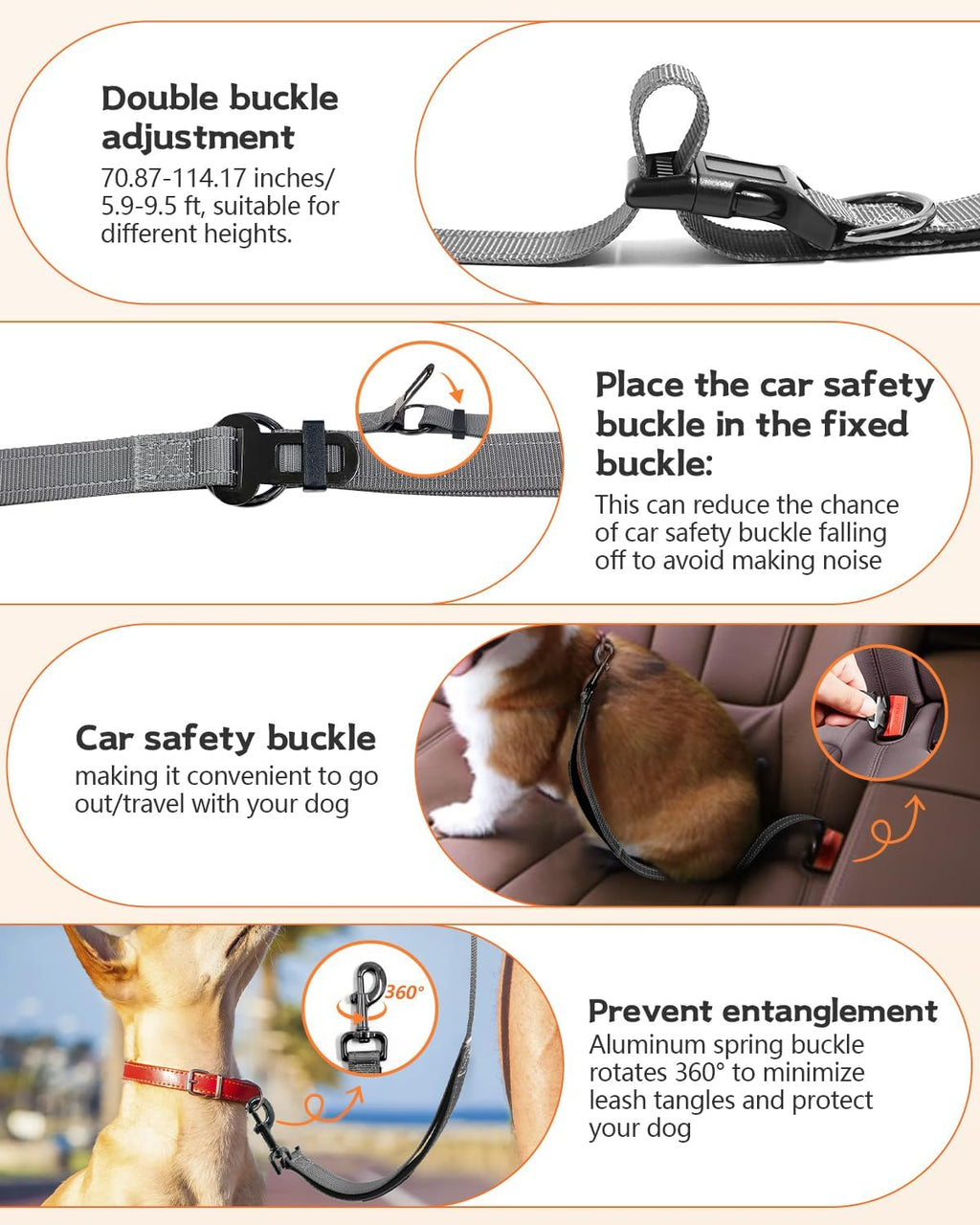 Hands Free Dog Lead, Multifunctional Crossbody Dog Lead
