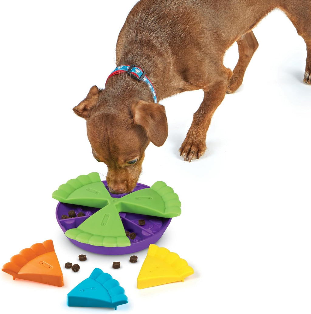 Slice-O-Pie Treat Puzzle for Dogs, Interactive Dog Toys for Boredom, Stimulation Brain Game, Slow Feeder Dog Bowl, Dog Presents, Birthday Dog Toy