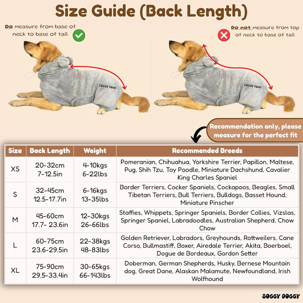 ® UK: Luxury Dog Drying Coat, Super Absorbent Microfibre Dog Drying Robe with Hood, Fast Dry in Minutes, Thick & Soft Robe - Bath, Groom & Travel, Covers Ears, All-Season Dressing Gown (XL)