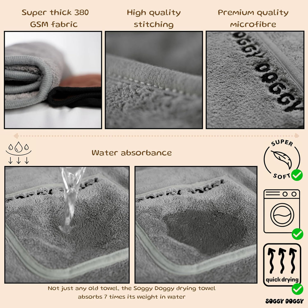 ® UK: Large Luxury Super Absorbent Dog Towels for Drying Dogs, Fast Drying in Minutes, Thicker than Most, Pet Blanket, Bath, Grooming, Travel, Super Soft Microfibre Towel, 140X70Cm, 1 Pack