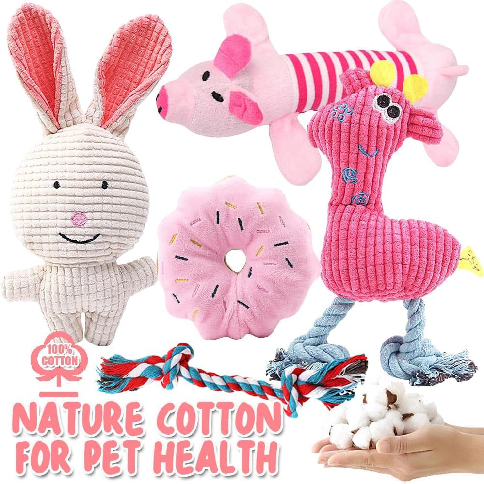 6Pcs Dog Toys for Small Dogs, Puppy Teething Chew Toys, Dog Toys for Boredom, Squeaky Plush Dog Toys Set for Small Medium Dogs